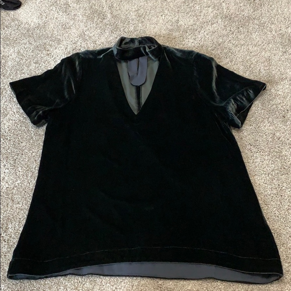 Madewell Velvet High Neck Key Hole Blouse, Size S